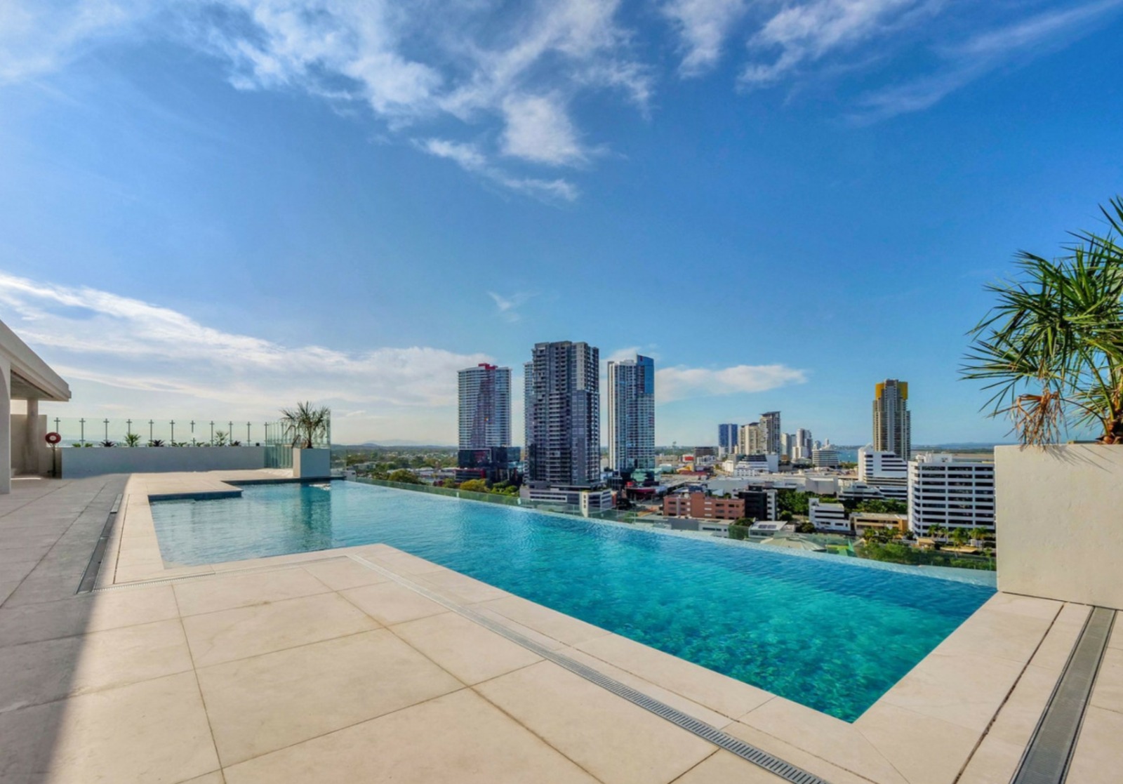 Rooftop pool and skyline view